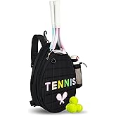 NZNDB Tennis Bags for Women Girl, Tennis Sling Crossbody Backpack, Water Resistant Tennis Bag for Pickleball, Tennis, Racketball