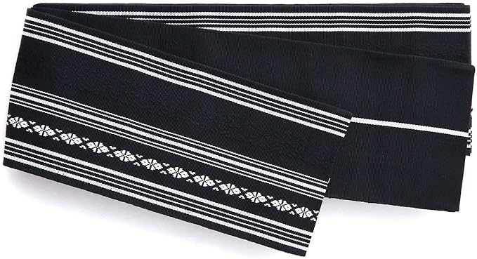 Amazon 博多織 角帯 本場筑前 男物 メンズ 帯 正絹 献上柄 帯の結び方説明書付き 日本製 黒 紺 黒 帯 通販