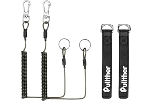 Pullther Fishing Coiled Lanyard, Fishing Rod Leash, Black, 1