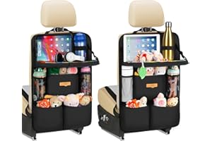 SURDOCA Backseat Car Organizer with Foldable Tray for Kids & Adults – NEW MODEL Seat Storage with Touchable Tablet Pocket, Ro