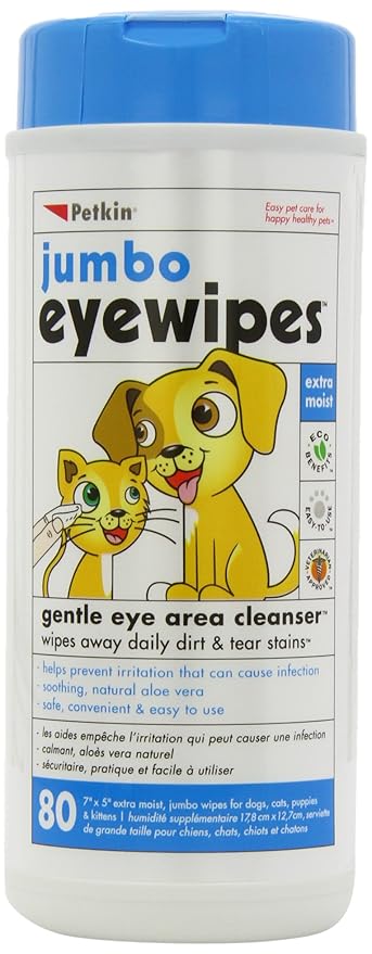 Petkin Jumbo Eyewipes, 80 Count