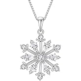 BELRYO Snowflake Necklace for Women Christmas Necklace 925 Sterling Silver Snowflake Pendant Necklace Winter Jewelry Frozen Snowflake Necklace Christmas Jewelry Gifts