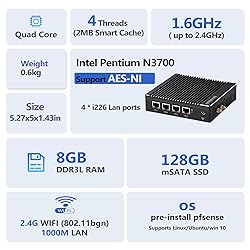 Sharevdi Fanless Firewall Mini PC 4X Intel i226 LAN