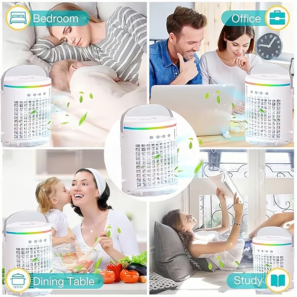 PORTABLE AIR CONDITIONER,3-IN-1 EVAPORATIVE PERSONAL MINI AIR COOLING FAN WITH REMOTE,1400ML WATER TANK,NIGHT LIGHT,3 SPEED HUMIDIFY 1-4H TIMER AIR COOLER FAN (UPGRADE)