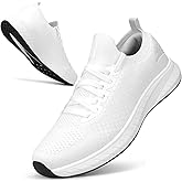 Puweco Mens Slip on Lightweight Walking Shoes Non Slip Breathable Running Shoes Comfort Tennis Workout Gym Sneakers with Shoelace