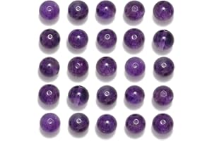 NCB 100pcs Original Natural Stone Beads Gemstone Round Loose Beads 6mm 8mm 10mm (Amethyst, 6mm 100Beads)