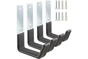 GEEWATOM Heavy Duty Steel Garage Hooks,Garage Storage Utility Hooks, Garden Tool Organizer,Steel Wall Mount Hook, Garden Hose Hanger (4 Pack) (Small-4PC)