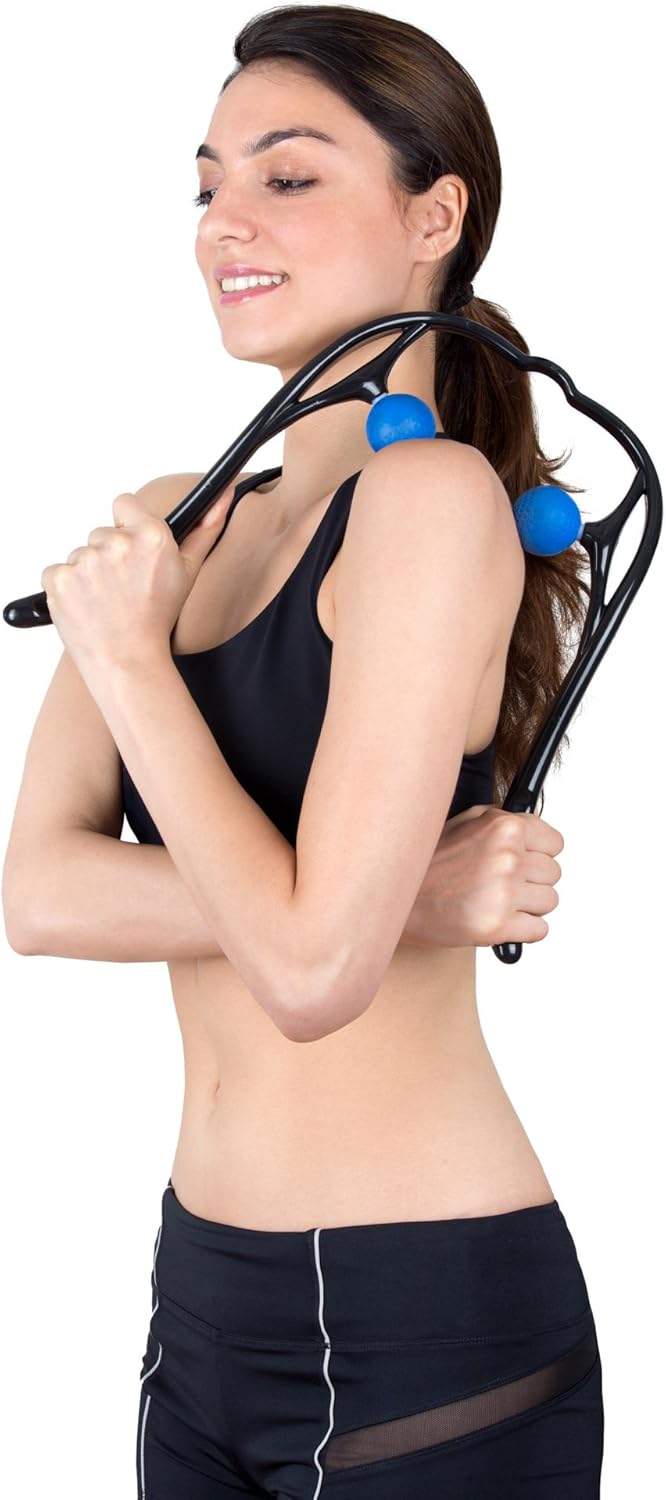 Neck Massager, LuxFit Neck and Shoulder Shiatsu Deep Tissue Trigger Point Manual Self Muscle Massage: Health & Personal Care