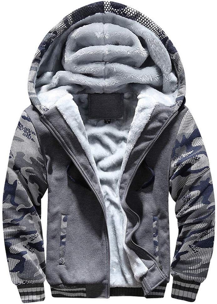 Binmer Men's M-4XL Winter Warm Fleece Hooded Zipper Sweater Jacket Outwear Coat Plus Size