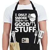 Hkmmdvc Funny Aprons for Men - Grilling BBQ Chef Kitchen Cooking Apron with Pockets - Father's Day Gifts for Dad, Husband
