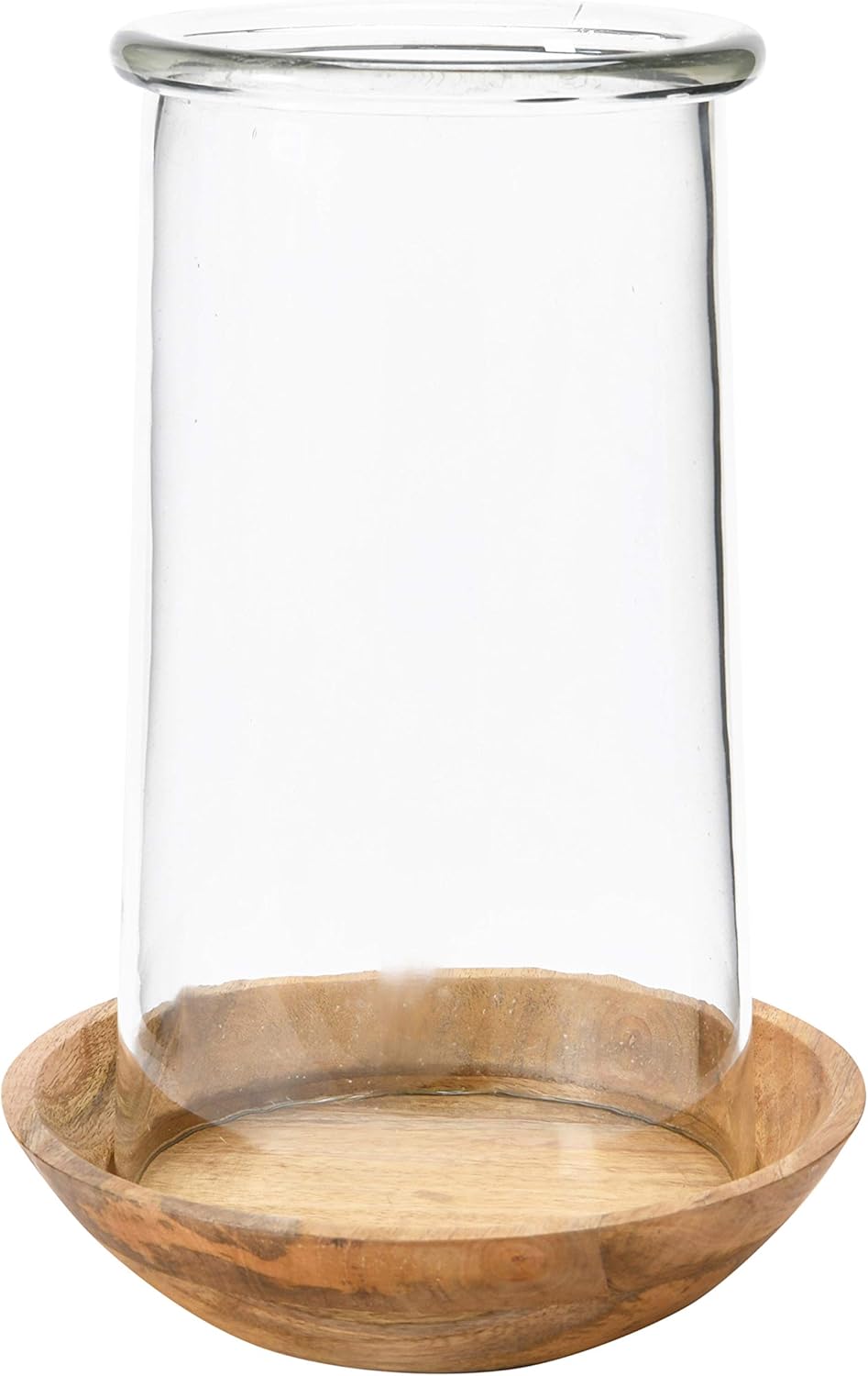 Creative Co-Op Glass Hurricane with Wood Base, Set of 2 (Holds 8" Pillar) Vase, Clear, 2: Home & Kitchen
