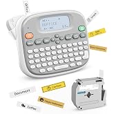Rongta TM95 Label Maker Machine, QWERTY Keyboard, 12mm Portable Labeler | Water‑proof thermal labels, ideal for home organization, office &amp; school labeling supplies,White