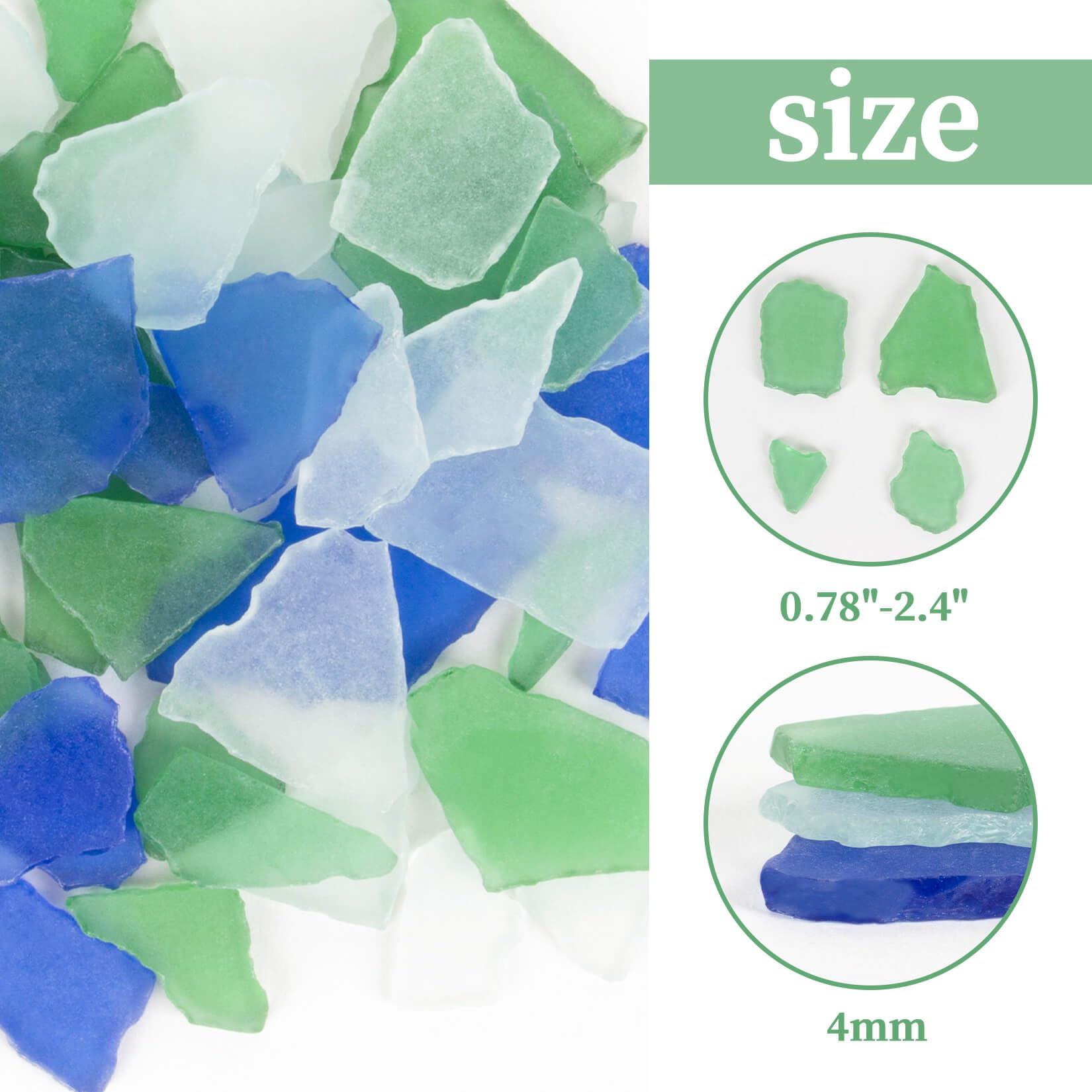 Sukh 15 OZ Frosted Sea Glass - Sea Glass Vase Fillers for Crafts Beach Glass Large Beach Pieces vase fillers for Home Decor Aquarium DIY Crafts Blue & Clear & Green Mix