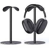 DGPCT Headphone Stand for AirPods Max, Headset Stand for Desk with Curved Headphone Rest & Anti-Slip Base, Aluminum Alloy Headphones Holder for On-Ear/Over-Ear Headphone/Gaming Headset, Black