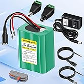 Mspalocell 24V 3.0Ah Lithium Battery, 24V Rechargeable Li-ion Battery with Charger, Bare Leads Wire, Cable Connector for DIY Project, RC Car, Robot, Solar Panels, LED Light Strip, CCTV Camera