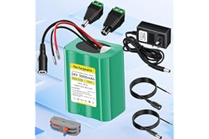 24V 3.0Ah Lithium Battery, 24V Rechargeable Li-ion Battery with Charger, Bare Leads Wire, Cable Connector for DIY Project, RC