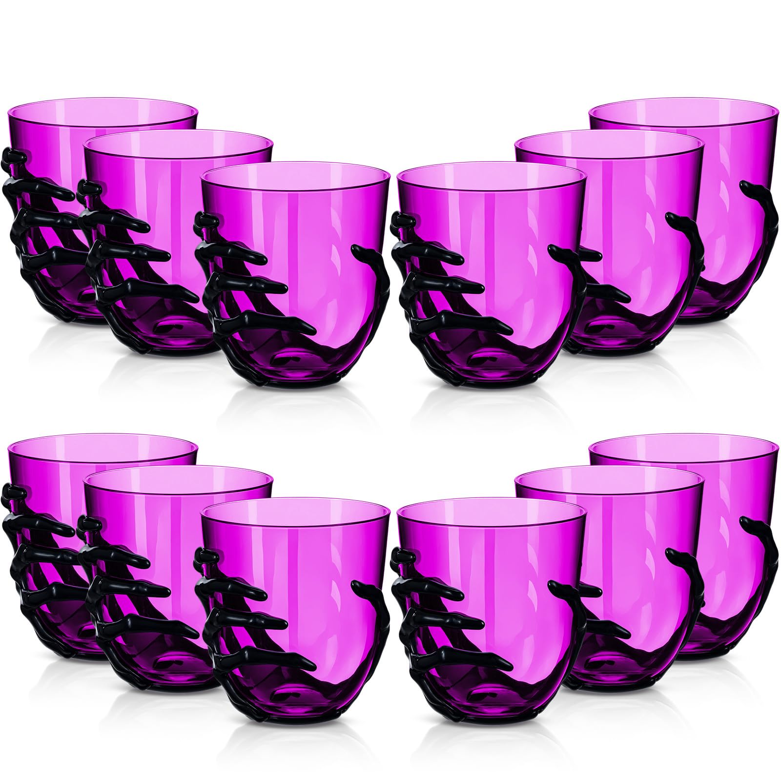 Photo 1 of LemonRoad 12 Pieces Halloween Skeleton Hand Plastic Cups 15oz Halloween Disposable Plastic Cups Spooky Skeleton Hand Goblets Creepy Spooky Ghost Stemless Table Decorations Party Favors(Purple)