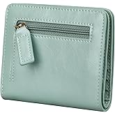 Itslife Women's Rfid Blocking Small Compact Bifold Leather Pocket Wallet Ladies Mini Purse with id Window (Waxed Light Green)