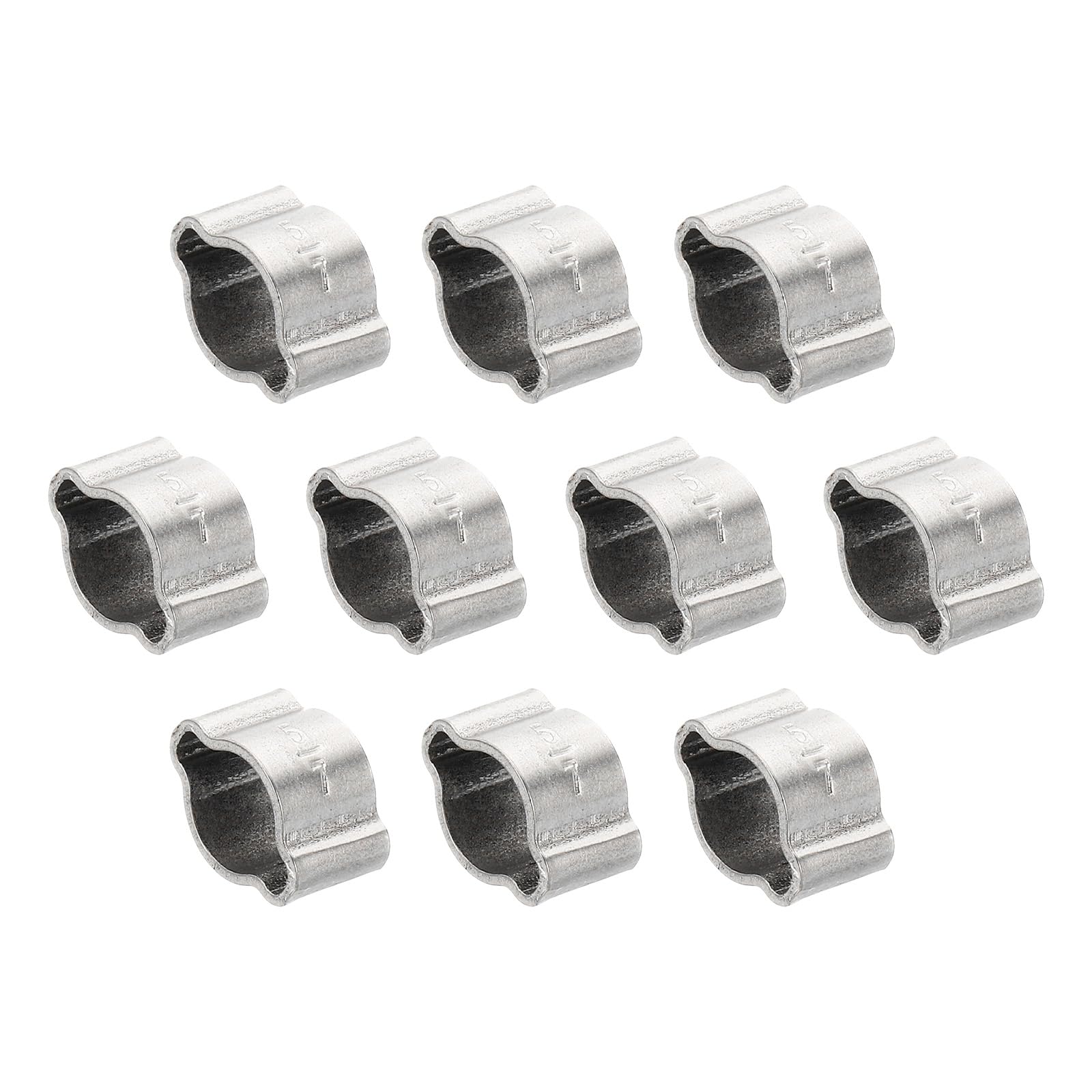 PATIKIL 10 Pack 5-7mm Double Ear Hose Clamp, 304 Stainless Steel O Clip Crimp Rings for Fuel Petrol Pipe Tube Fitting Connections, Silver Tone