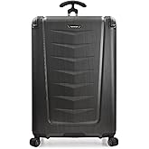 Traveler's Choice Silverwood Polycarbonate Hardside Expandable Spinner Luggage, Brushed Metal, Checked-Large 30-Inch