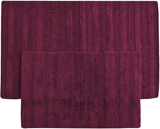 Amazon Com Super Soft Set Of 2 Reversible Bath Rugs 100 Cotton 21 X 34 17 X 24 Reversible Bathroom Rugs Set Queenzliving Bathmat Canterbury Collection Truffle Kitchen Dining