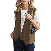 Oulivey Women's Sweater Vest Sleeveless V Neck Knit Cardigan Sweater Waistcoat Tops