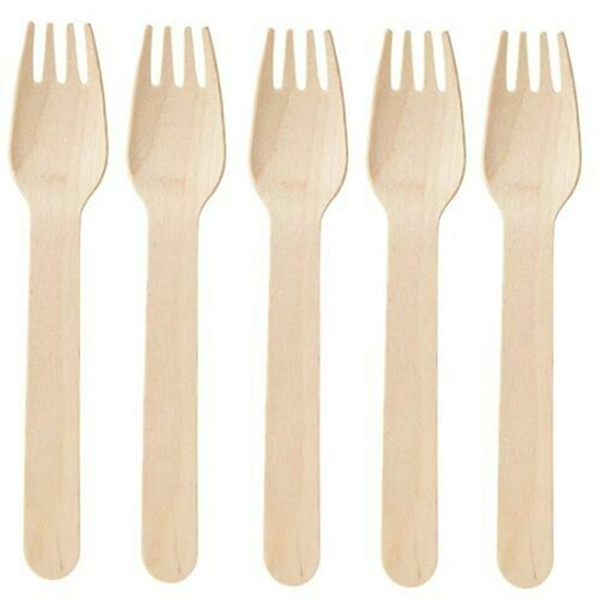 Pack of 100 Disposable Wooden Cutlery Forks Set Biodegradable Eco Friendly 100% Birch Wood-Sturdy, Christmas, Parties, BBQ, Picnic,s Birthdays, Wedding (100)