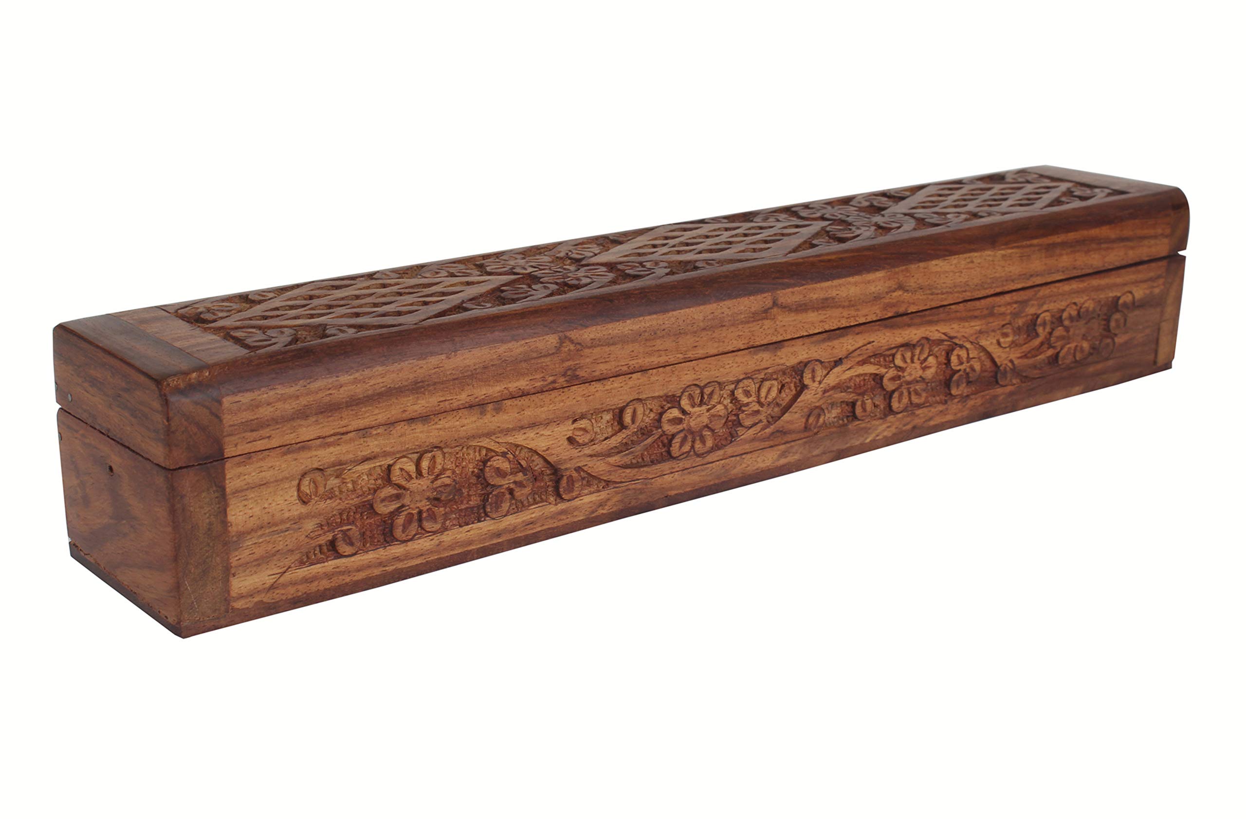storeindya Wooden Incense holder box (CARVING COFFIN)