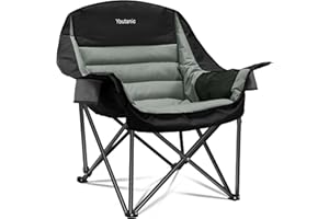 Youtanic Oversized Camping Chair, Portable Folding Camping Chairs with Side Pocket, Cup Holder and Carry Bag, Heavy Duty Outdoor Camping Chairs for Adults, Fishing, Sports, Trip, up to 400lbs, Style 4