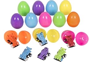 Kangaroo Prefilled Easter Eggs With Toys Inside (12-Pack) I Car Filled Easter Egg for Kids - Boys & Girls I Surprise Pre Filled Easter Eggs in Bulk Great Treat for Toddlers