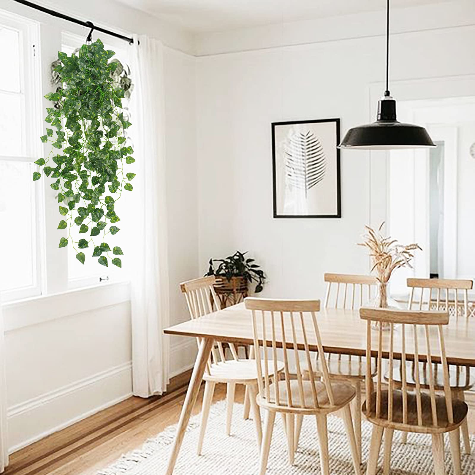 2Pcs Fake Plants for Outside Fake Plant Decor 3.1ft Artificial Hanging