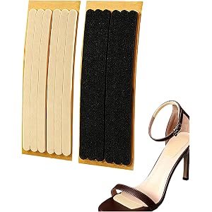 2 Sheets Sandal Heel Strap Cushion Strips, Black & Beige Sling Back Heel Grips, Adhesive Thin Straps Liners for Loose Shoes,