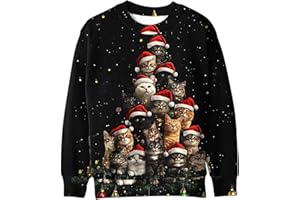 Ugly Christmas Sweater Women Funny Cat Sweatshirts Pullover Xmas Shirts Fashion Tops Knit Ribbed Winter Sweater