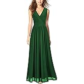 WOOSEA Women Sleeveless Deep V Neck Mesh Loose Plain Long Maxi Casual Dress