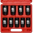 CASOMAN large socket set 1/2- Inch Drive Deep Spindle Axle Nut Impact Socket Set, 6 Point, CR-MO, Metric, 29mm-38mm, 9-Piece 1/2" Dr. Deep Impact Socket Set