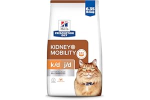 Hill's Prescription Diet k/d + j/d Kidney + Mobility Chicken Flavor Dry Cat Food, Veterinary Diet, 6.4 lb. Bag