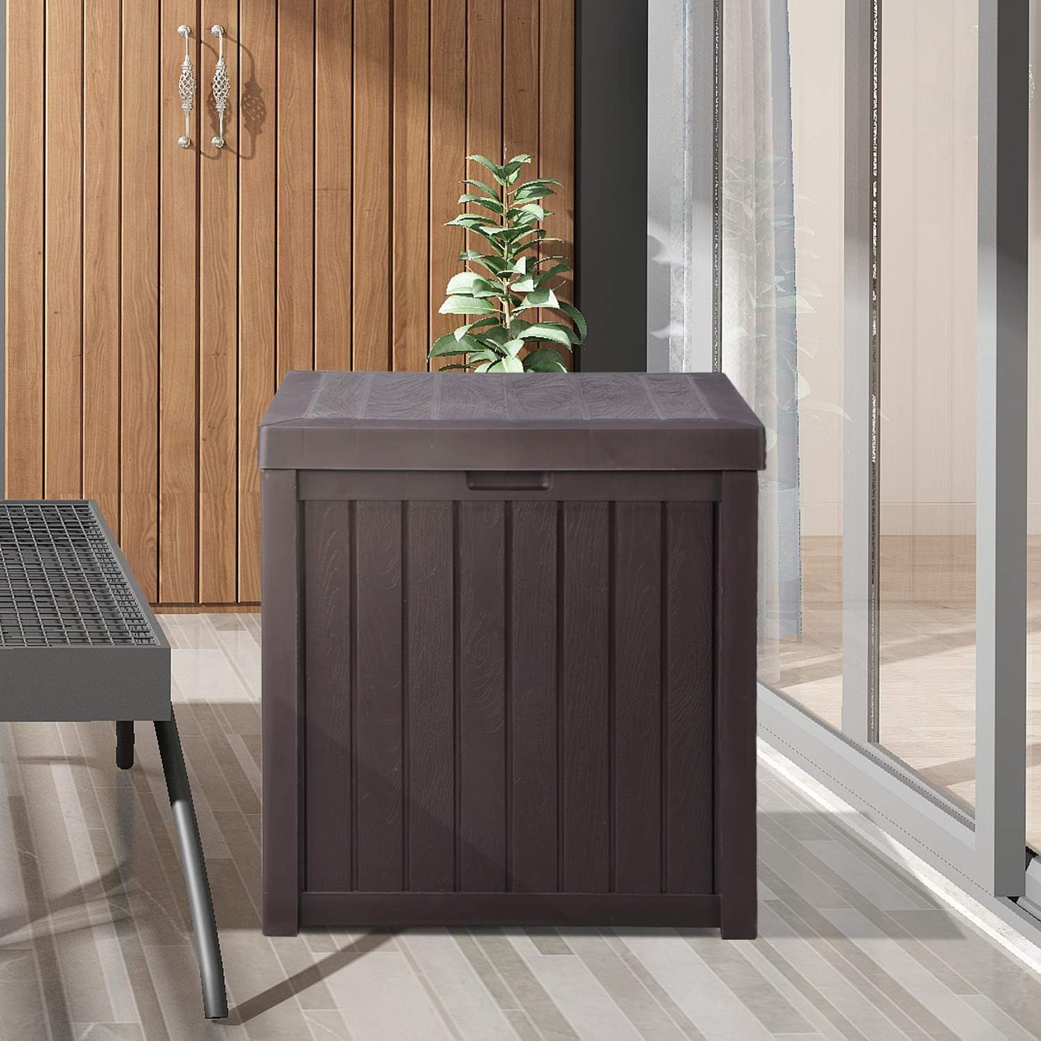 52 Gallon Small Deck Storage Box -Waterproof Outdoor Toy Storage Box – Perfect to Store Garden Tools and Pool Toys(Brown): Home Improvement
