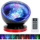 Ocean Wave Projector, Night Light Lamp with Adjustable Lightness Remote Control Timer 8 Lighting Modes Music Speaker Light Show LED Night Light Projector Lamp for Baby Kids Adult Bedroom Living Room