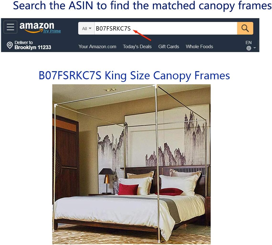 Mengersi 4 Corners Post Bed Curtain Canopy Bed Frame Canopies Net,Indoor Outdoor (King, Black): Home & Kitchen