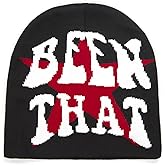 YAMEIZE Star Beanie Hat for Men Women - Letter Graphic Beanies Soft Slouchy Cool Knitted Hat Grunge Rap Skull Cap