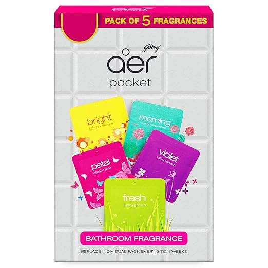 Godrej aer Pocket, Bathroom Air Fragrance - Assorted Pack of 5 (5x10g)