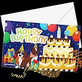 Invrstne Dog Birthday Card, Pop Up Happy Birthday Cards with Lights and Musical, 3D Music Gifts Card for Men, Dad, Kids, Women