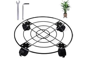 HOMEYI Plant Caddy with Wheels Heavy Duty Metal Iron Large Potted Plant Stand Holder Move Around Indoor Outdoor Garden Patio Flower Pot Planter Adjustable Rolling Dolly Casters with Locking Black 13 Inches …