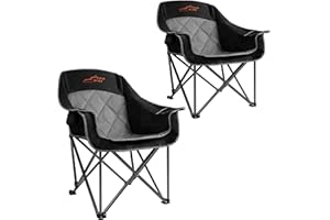 FAIR WIND 2 Pack Oversized Padded Camping Chair Heavy Duty Quad Fold Arm Chair Portable for Outdoor - Support 450LBS, Black