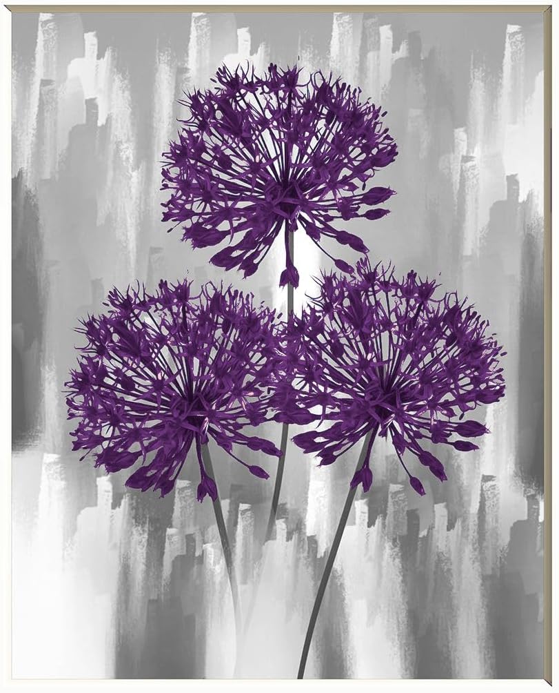 Photographs - Dandelions Modern Wall Art, Blue Wall Art Blue Wall Pictures Handmade Matted Wall Decor Picture (Purple)