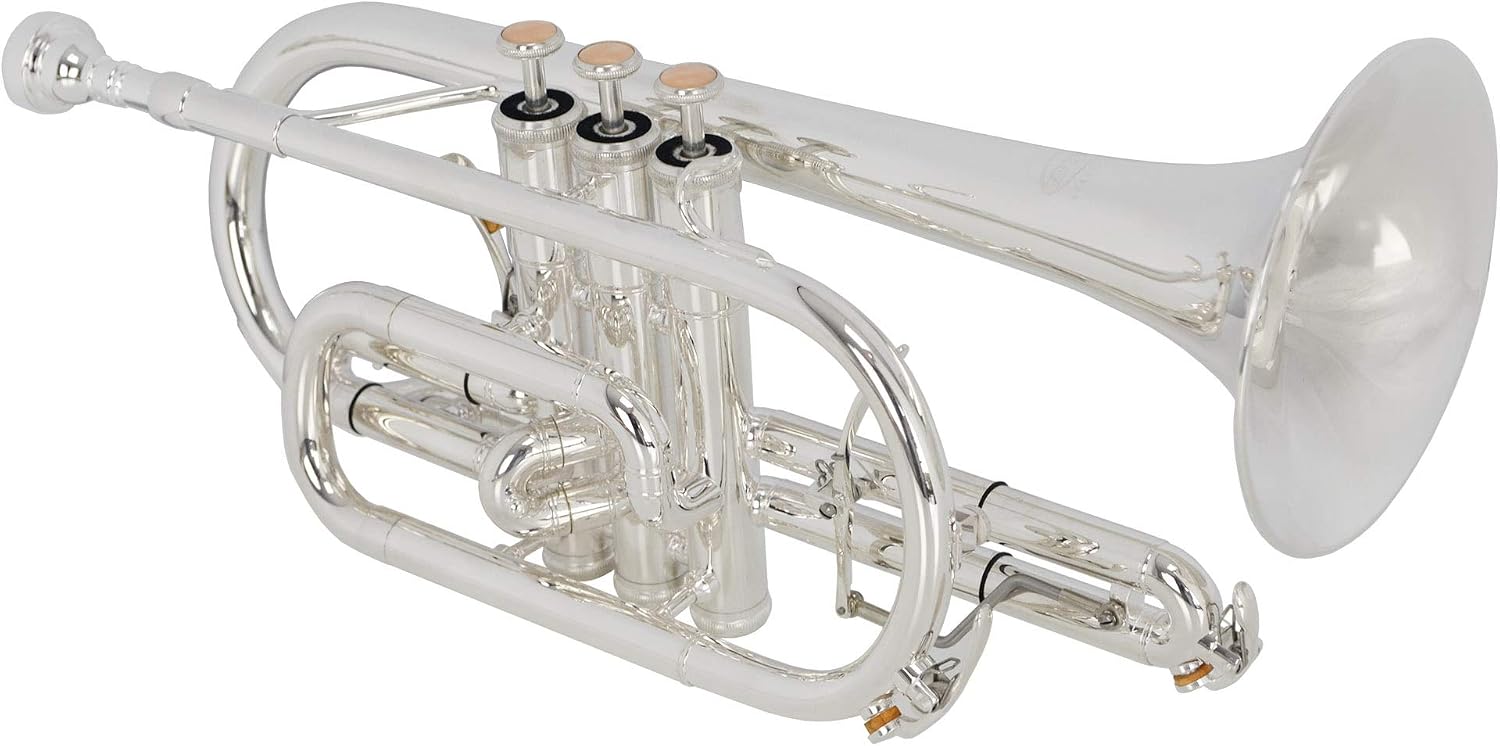 Montreux Concert Series Intermediate Advanced Bb Cornet with Premium Carry Case, Mouthpiece, Silver Plate Brass