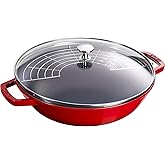 STAUB Cast Iron Perfect Pan, Dutch Oven, 4.5-quart, serves 4-5, Made in France, Cherry