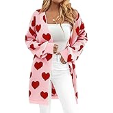 Libsorge Womens Valentine Heart Cardigan Sweater 2026 Valentines Day Trendy Cute Oversized Long Sleeve Cardigans