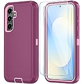 ONOLA for Samsung Galaxy S25 FE Case, 3-Layer Cover, WineRedPink | Heavy Duty Shockproof &amp; Dropproof Phone Case with 2 Pack HD Screen Protector for Galaxy S25 FE 6.7''