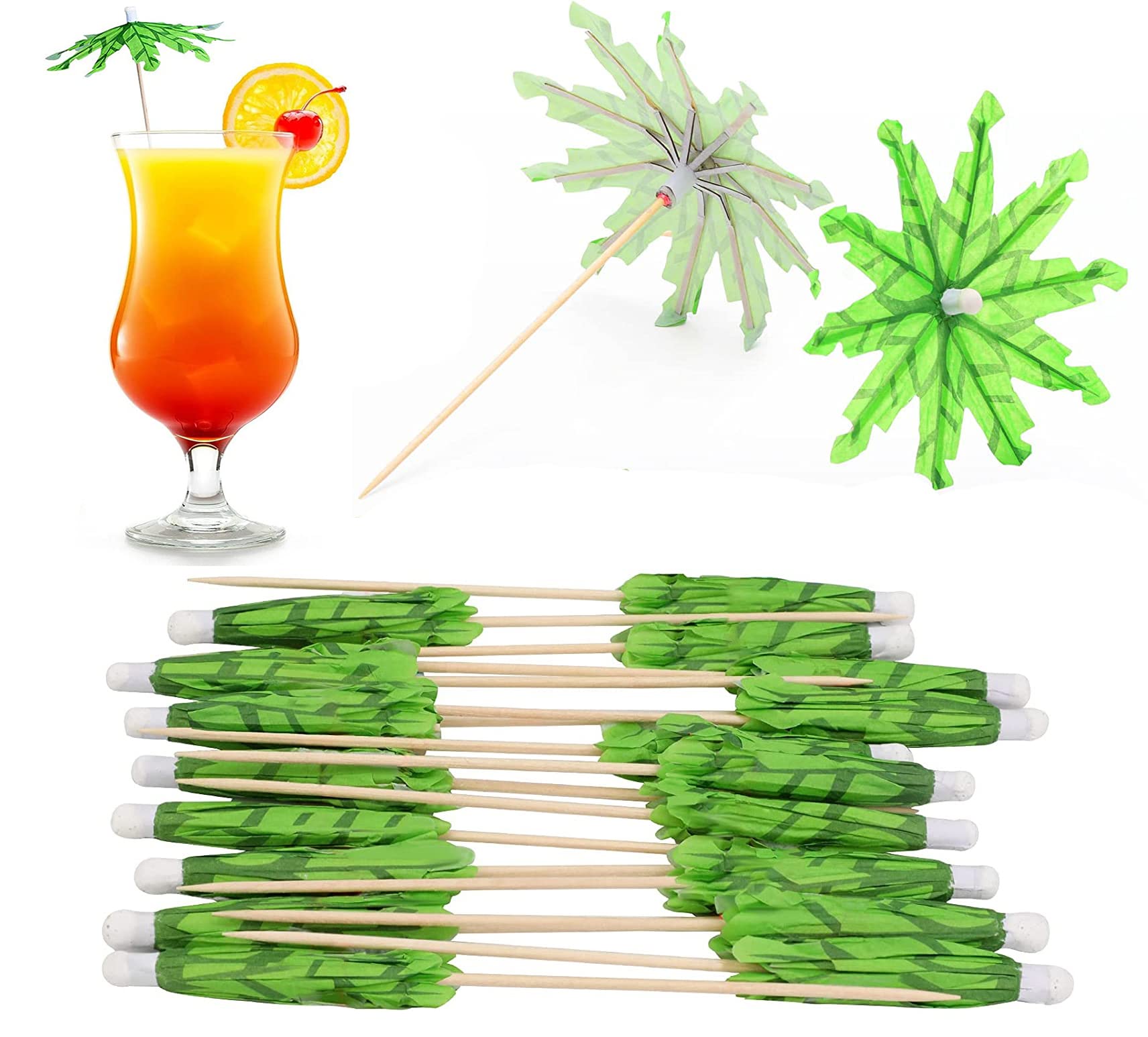 Cocktail Drink Umbrella,50PCS Paper Umbrella Sticks Drink Umbrellas Cocktail Picks Umbrella Toothpicks Handmade Cocktail Parasol Sticks Cupcake Toothpicks for Party Decoration(Coconut Palm Tree)